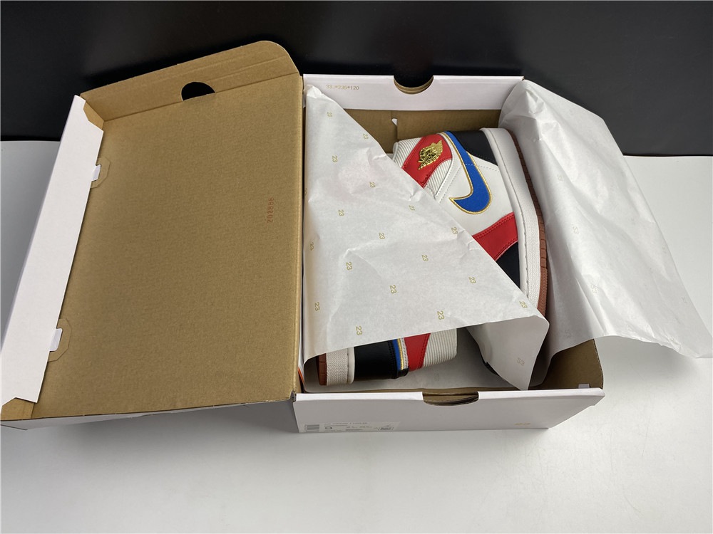 Air Jordan 1 Mid Sail Red Blue Gold